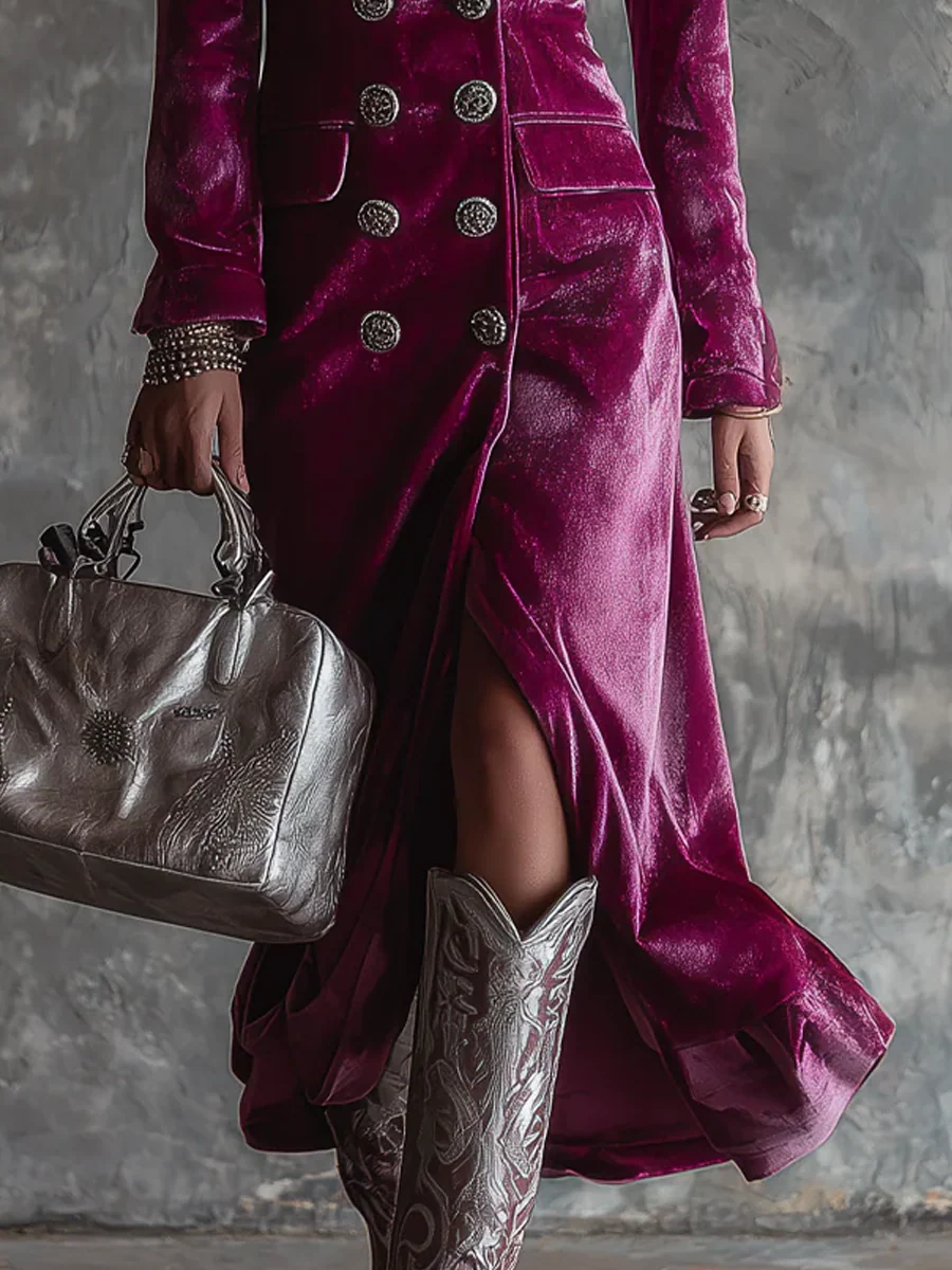 Valeria™ – Długa Sukienka z Falbanami i Rozcięciem