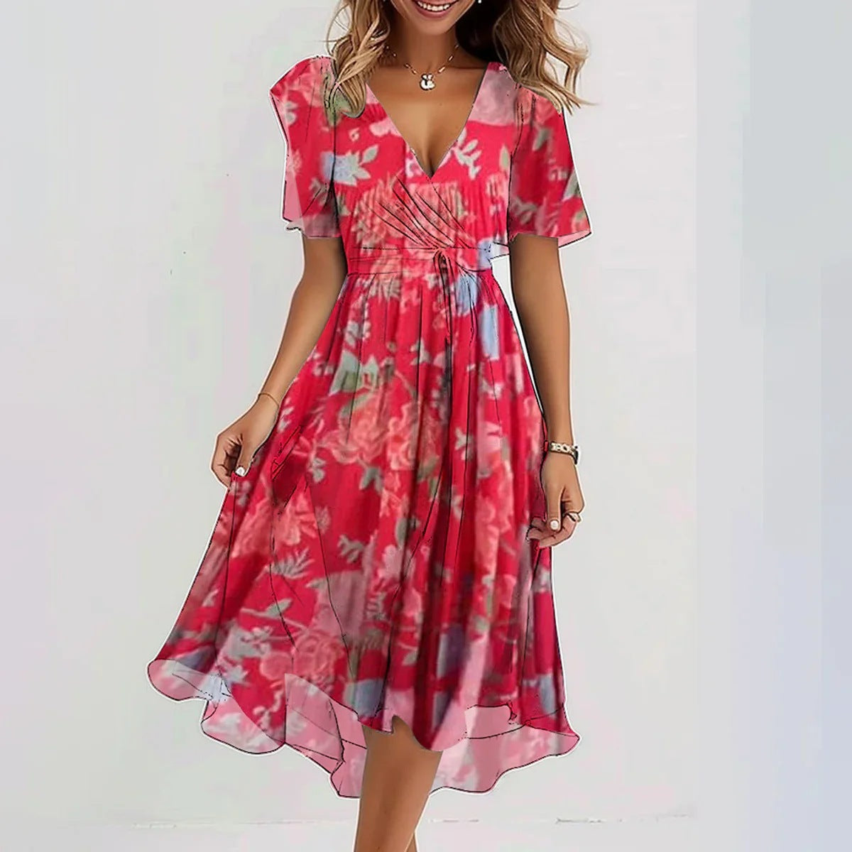 Essenz Sofia Elegant Spring Midi Dress