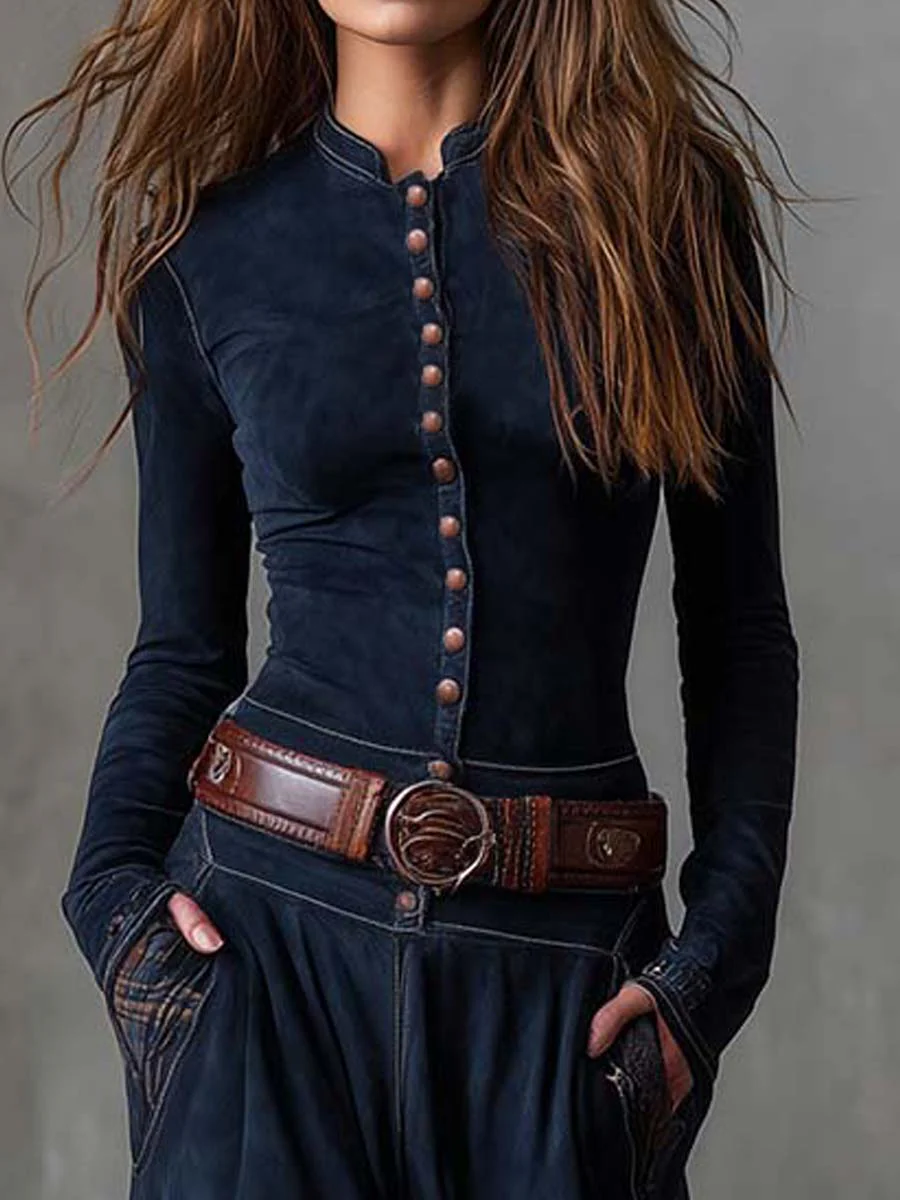 Michelle™ | Maxi Sukienka Suede w Stylu Vintage